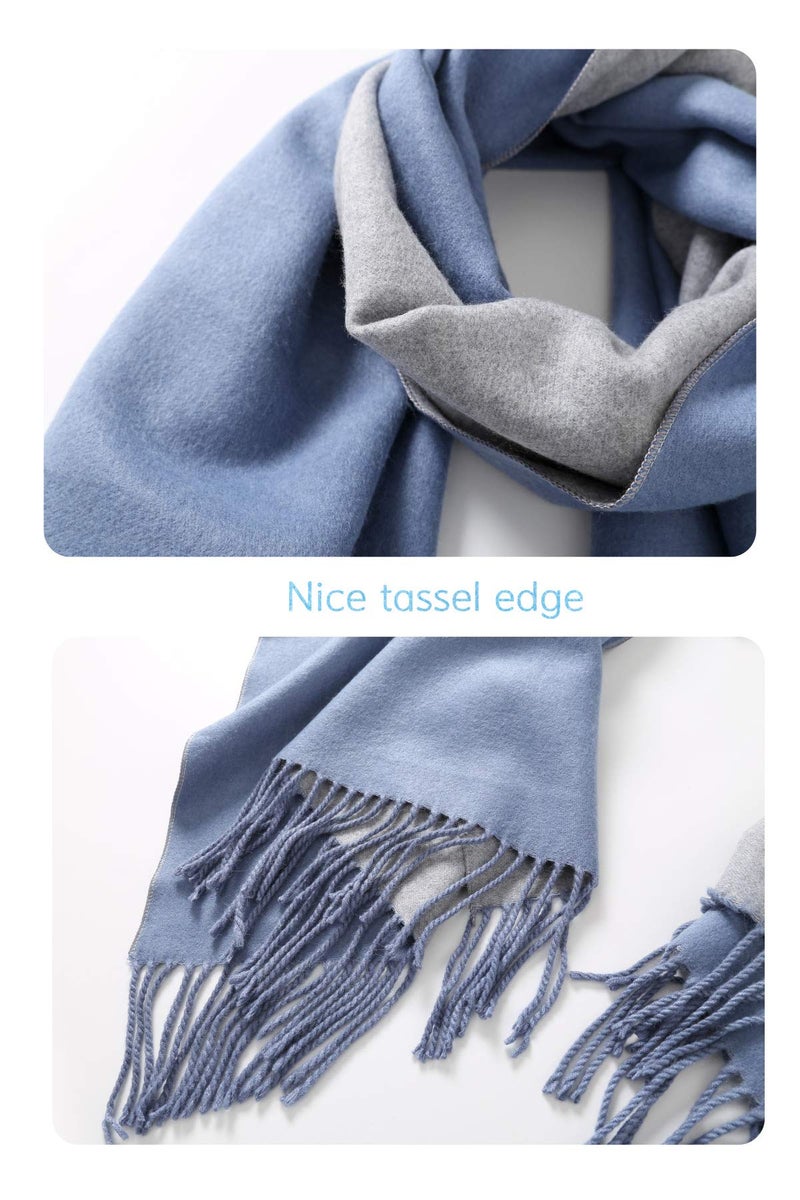 Jeelow Womens Pashmina Shawl Wrap Scarf - Elegant Dressy Evening Poncho Cape for Formal and Wedding Outfits (Blue Grey) - Image 4